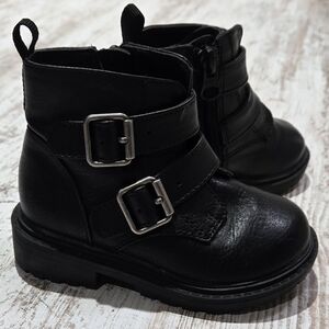 Cat & Jack Black Kids Boots with Double Buckle
